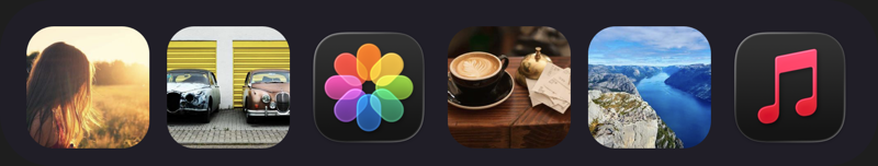 A Dock where every icon is a custom photo, drawing or logo